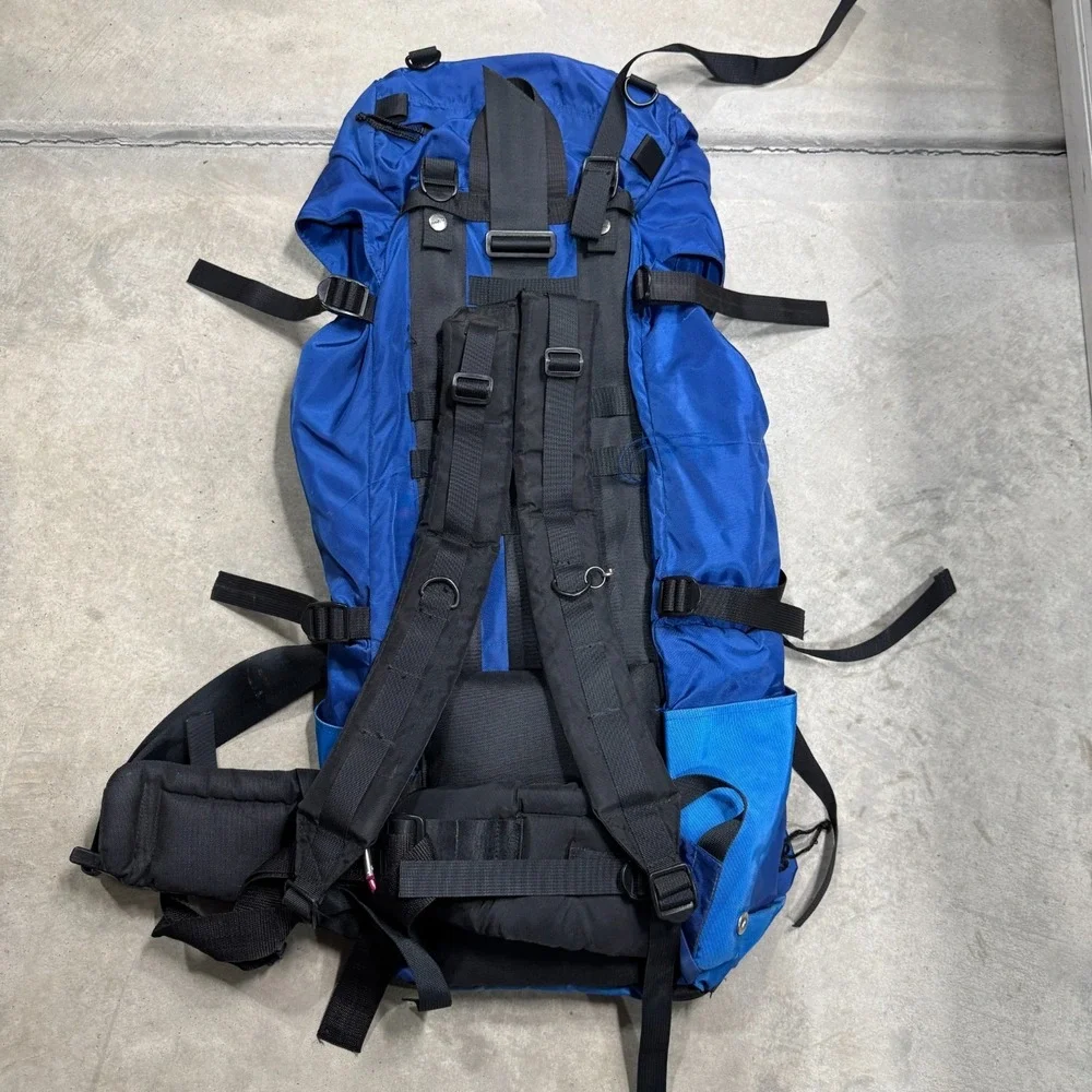 Vintage Jansport Backpack Blue & Black Backpacking Hiking Camping Roughly 26x13